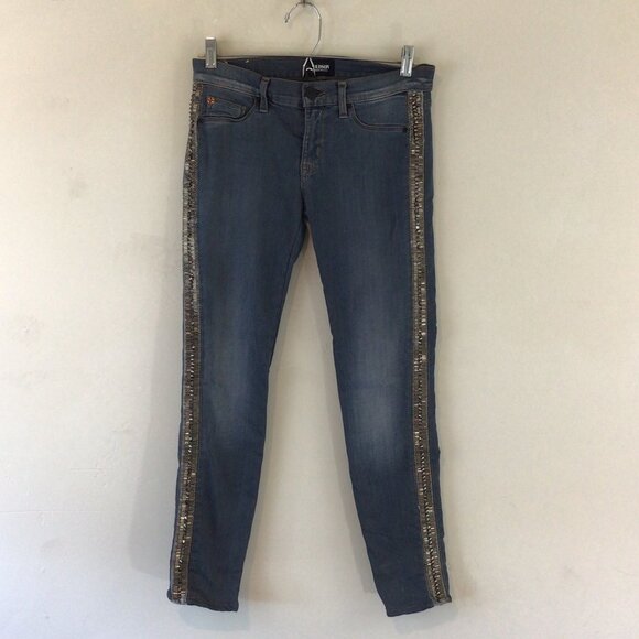 Hudson Luna Crop Super Skinny Embellished Jeans - Picture 9 of 13